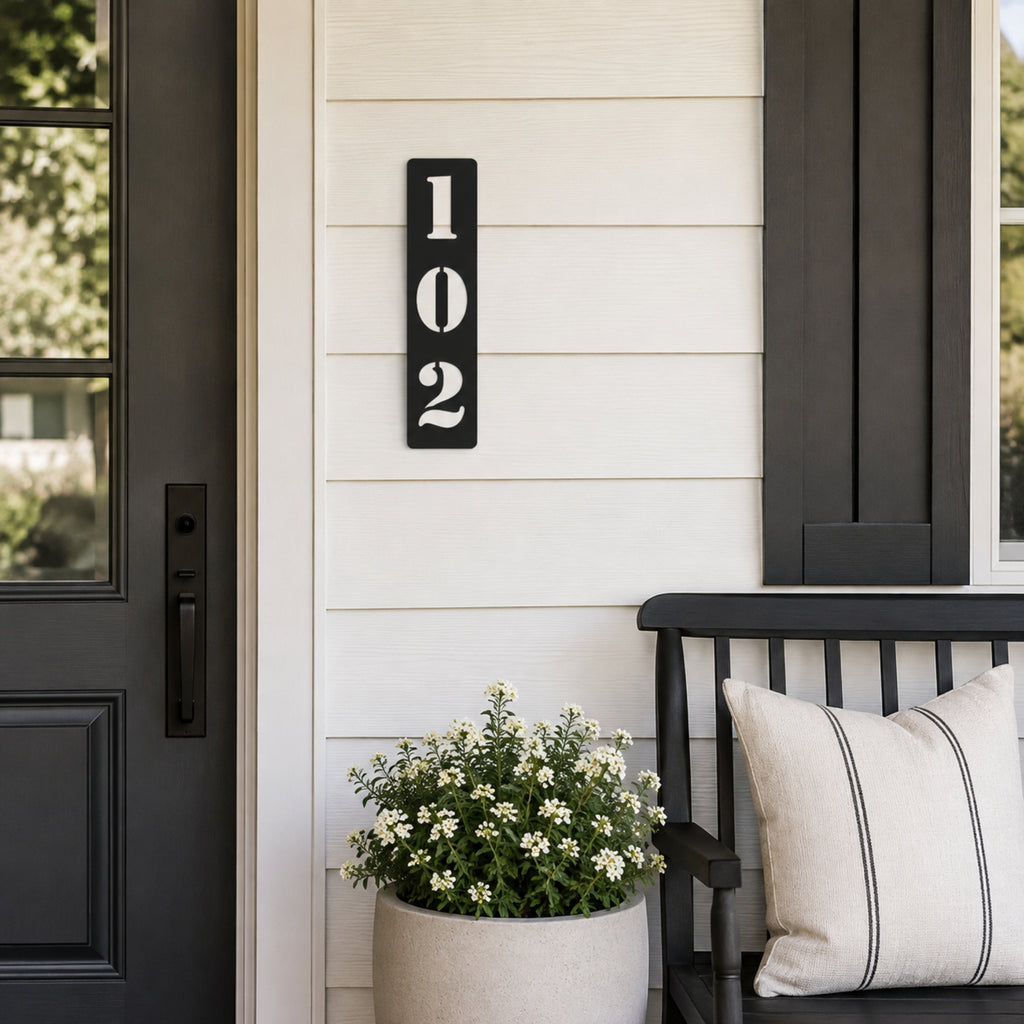 Vertical Metal House Number Sign