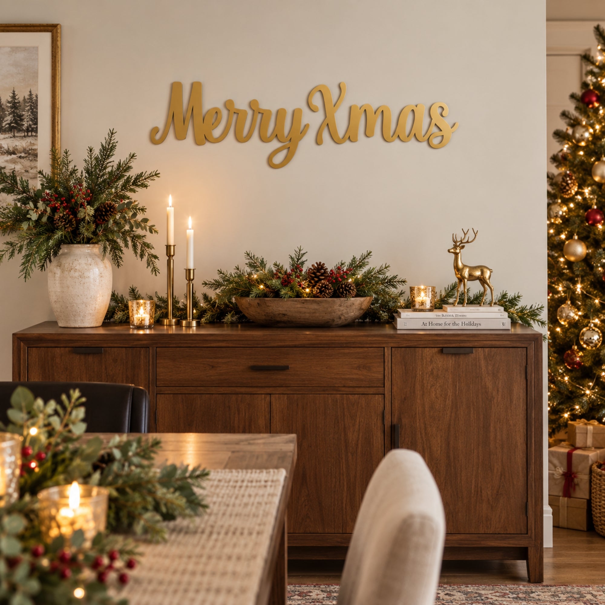 Merry Xmas Metal Wall Art – Christmas Script Metal Sign Secondary image