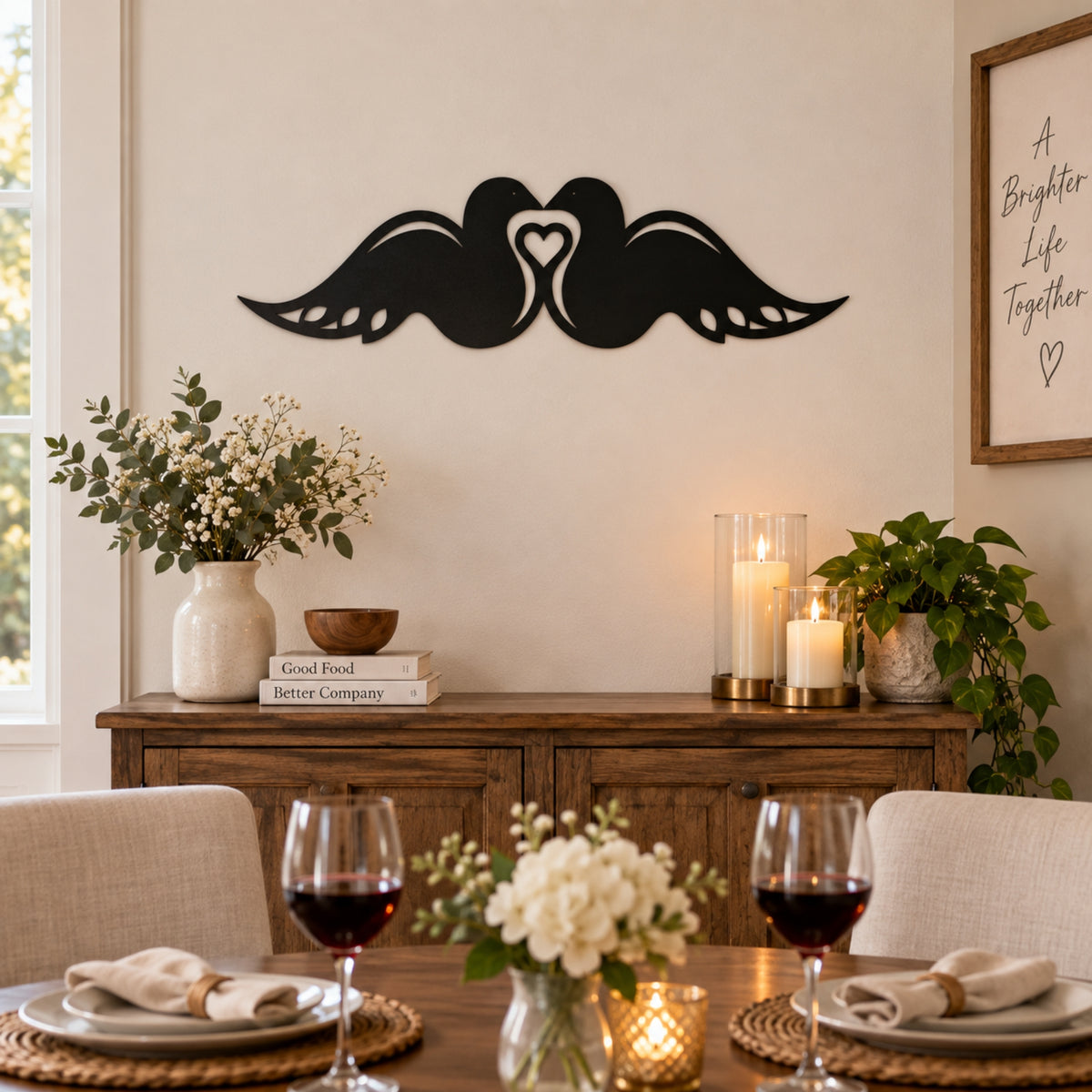 Swan Couple Metal Wall Art – Romantic Love Birds Wall Decor Main image