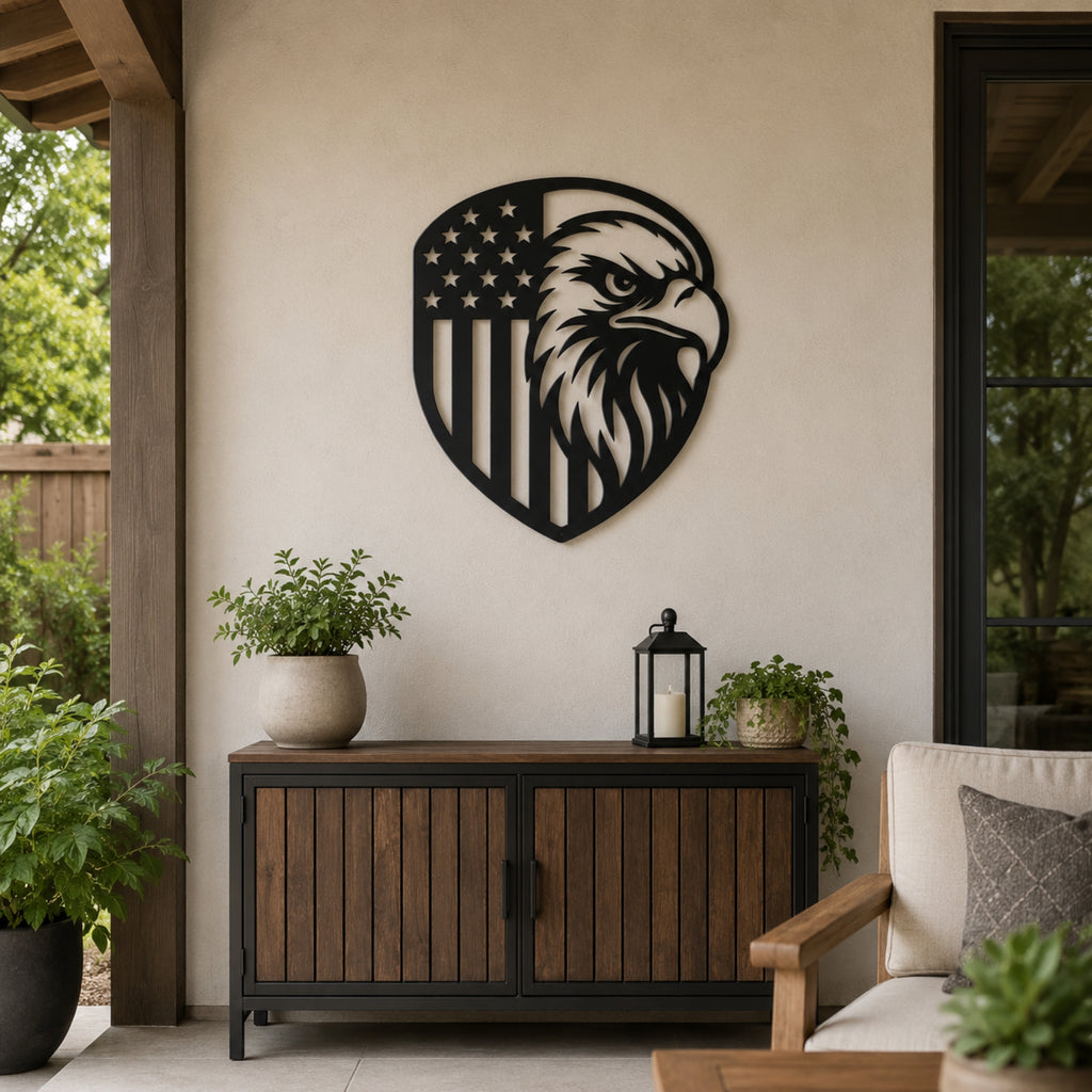 American Eagle Flag Metal Wall Art – Patriotic USA Decor