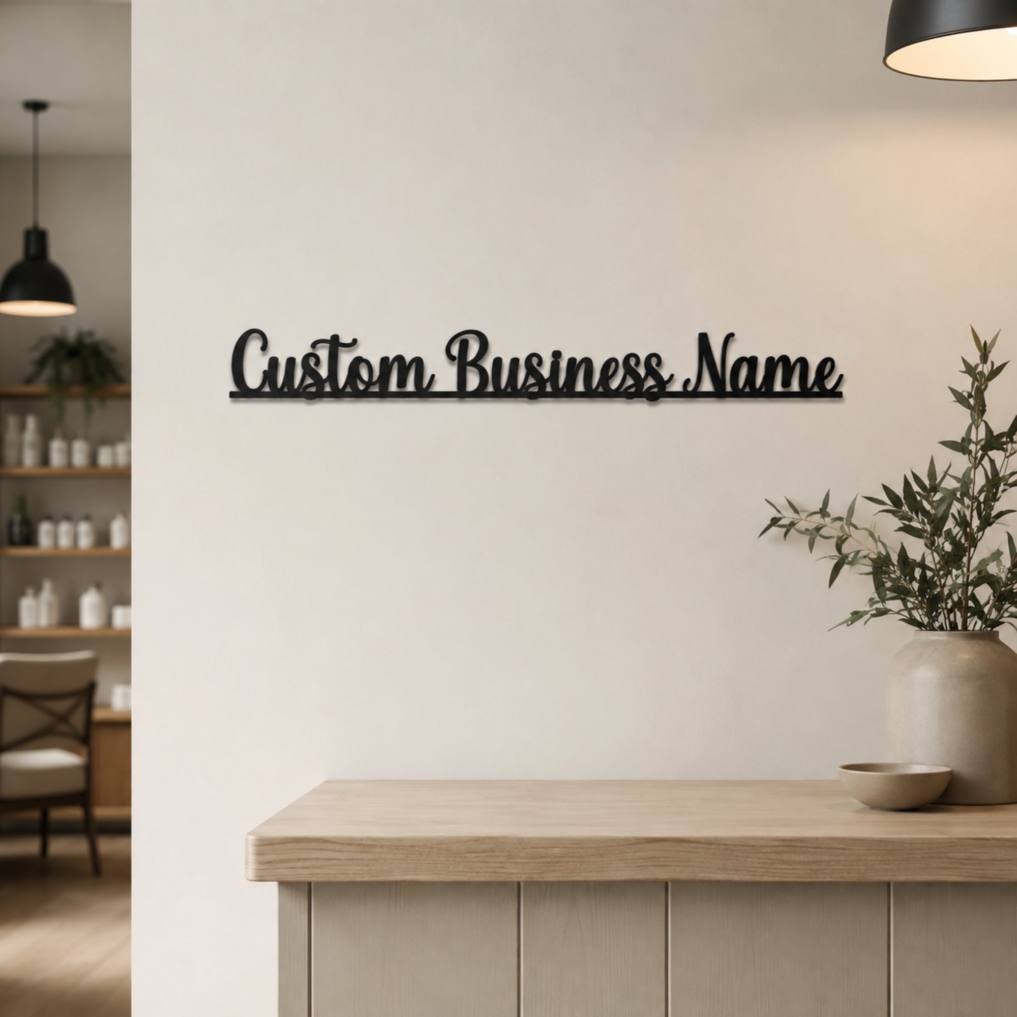 Custom Script Business Name Metal Sign – Personalized Business Wall Sign Secondary image