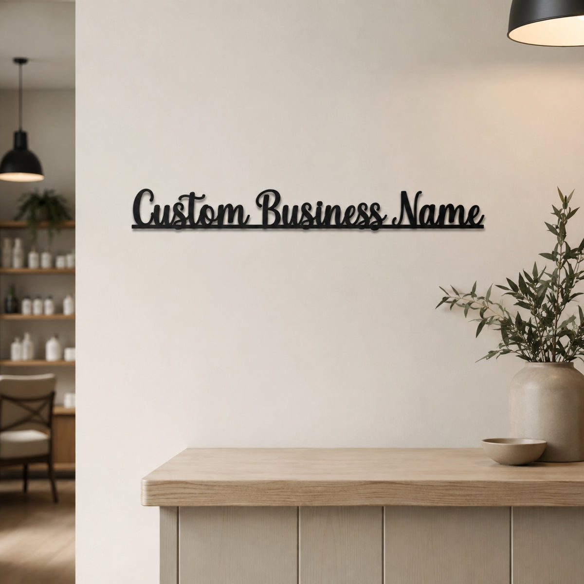 Custom Script Business Name Metal Sign – Personalized Business Wall Sign