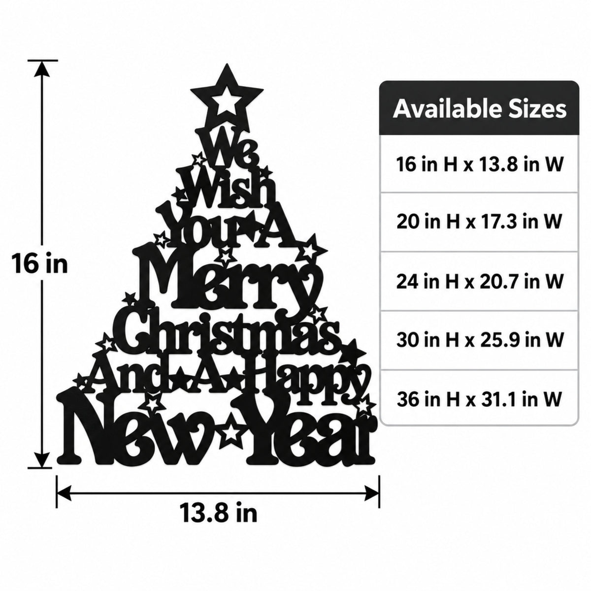 Merry Christmas Metal Wall Art – Christmas Tree Holiday Sign