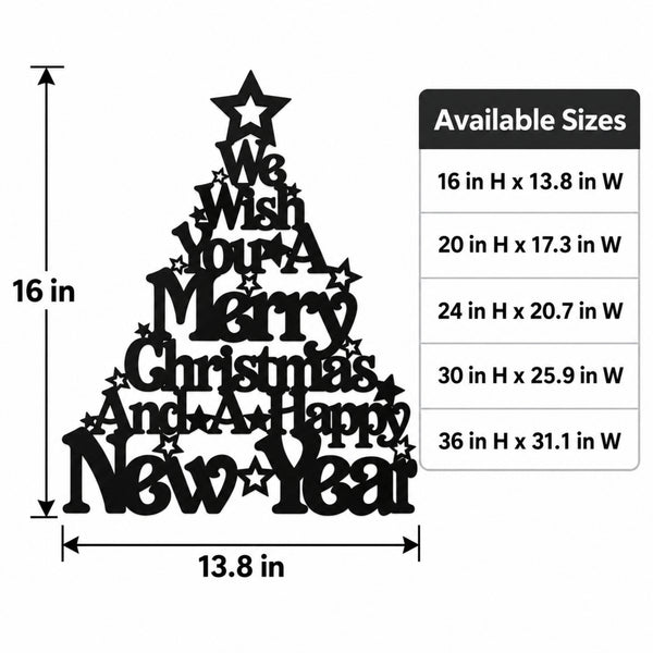 Merry Christmas Metal Wall Art – Christmas Tree Holiday Sign