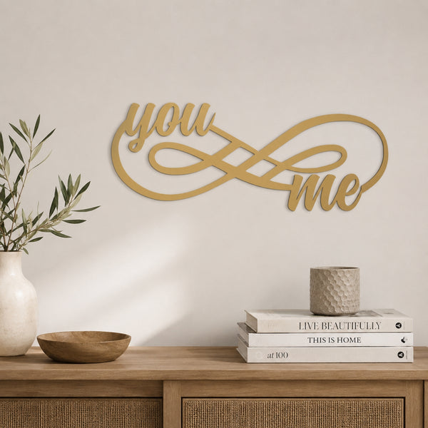 You & Me Infinity Metal Wall Art – Romantic Couple Wall Decor