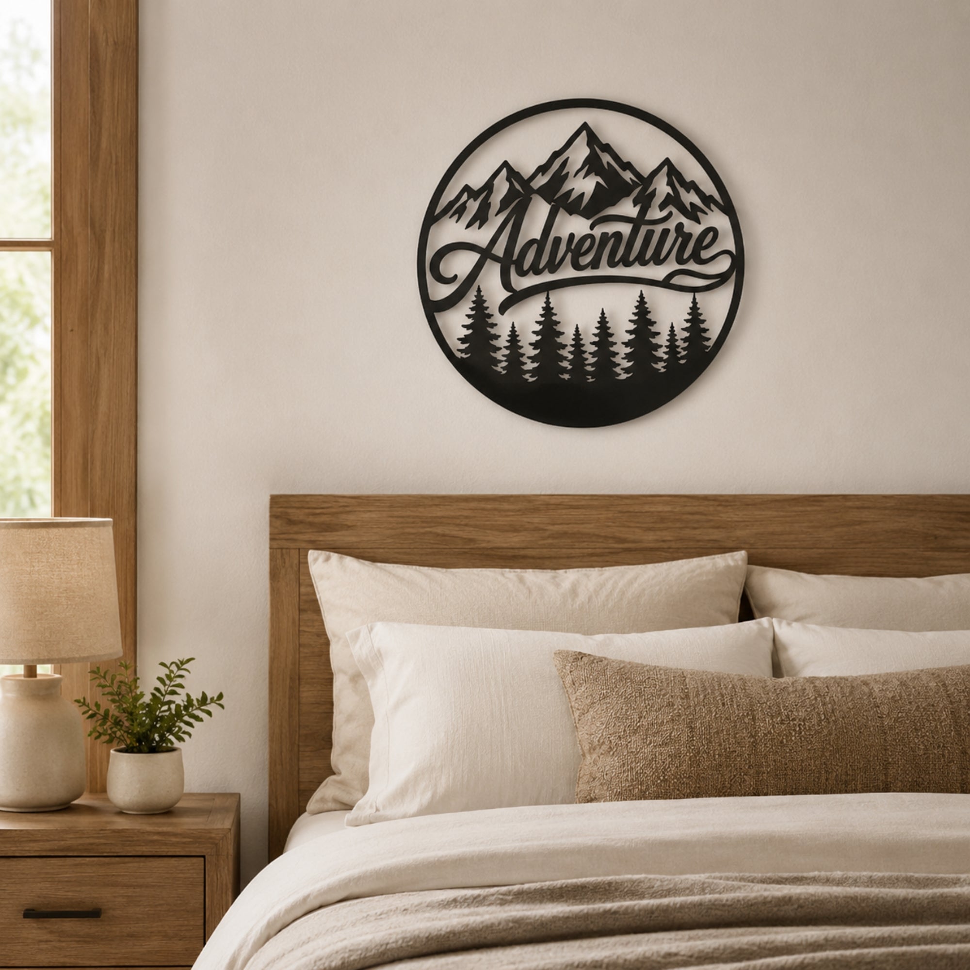 Adventure Mountain Metal Wall Art – Forest & Pine Tree Decor