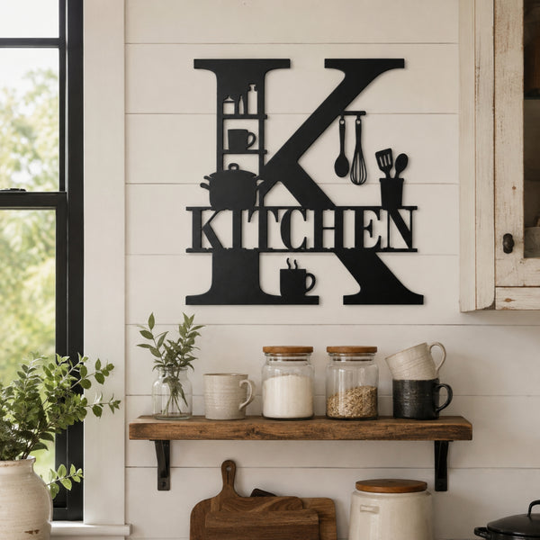 Kitchen Metal Wall Sign – Letter K Kitchen Wall Decor