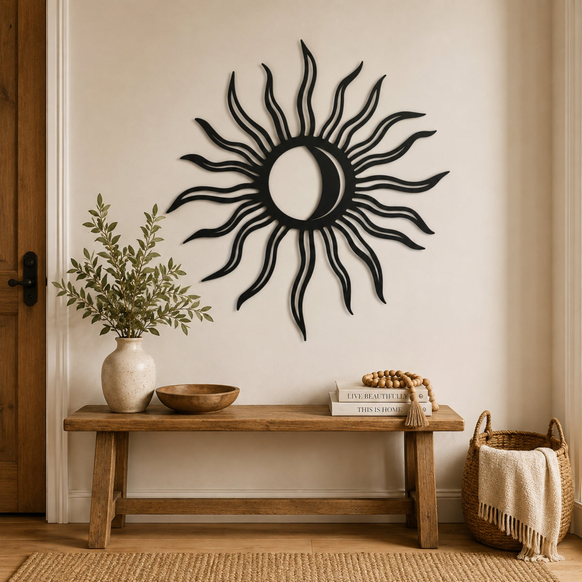 Sun & Moon Metal Wall Art – Celestial Boho Decor