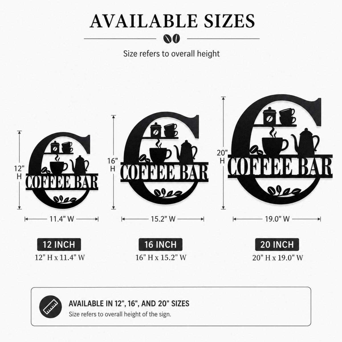 Coffee Bar Metal Wall Sign – Kitchen Coffee Station Decor