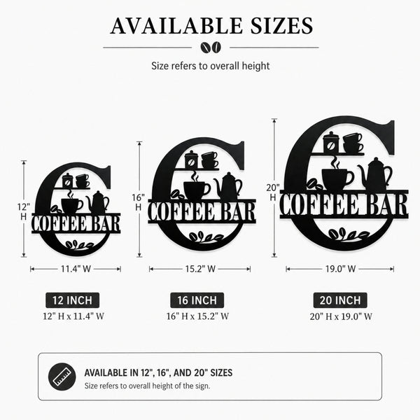 Coffee Bar Metal Wall Sign – Kitchen Coffee Station Decor