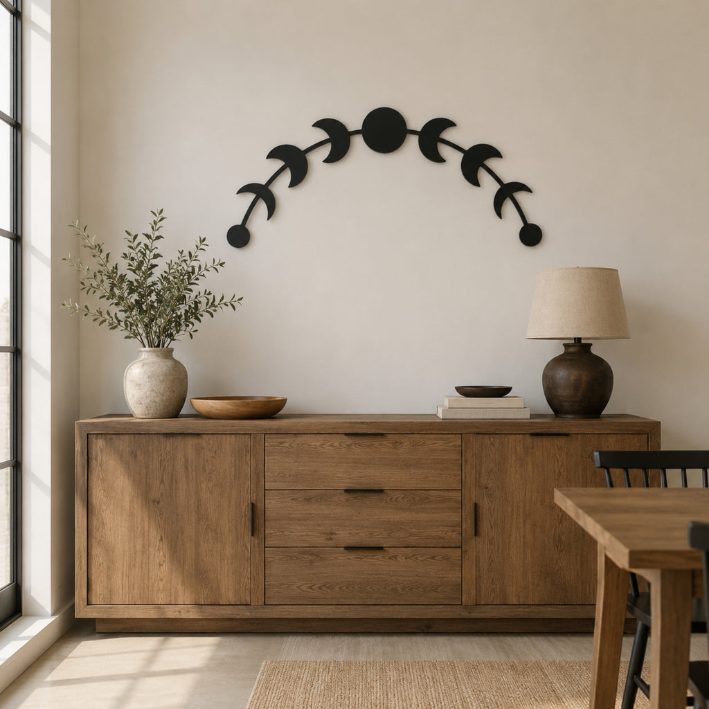 Moon Phase Metal Wall Art – Celestial Lunar Cycle Wall Decor