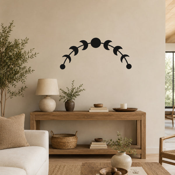 Moon Phase Metal Wall Art – Celestial Lunar Cycle Wall Decor
