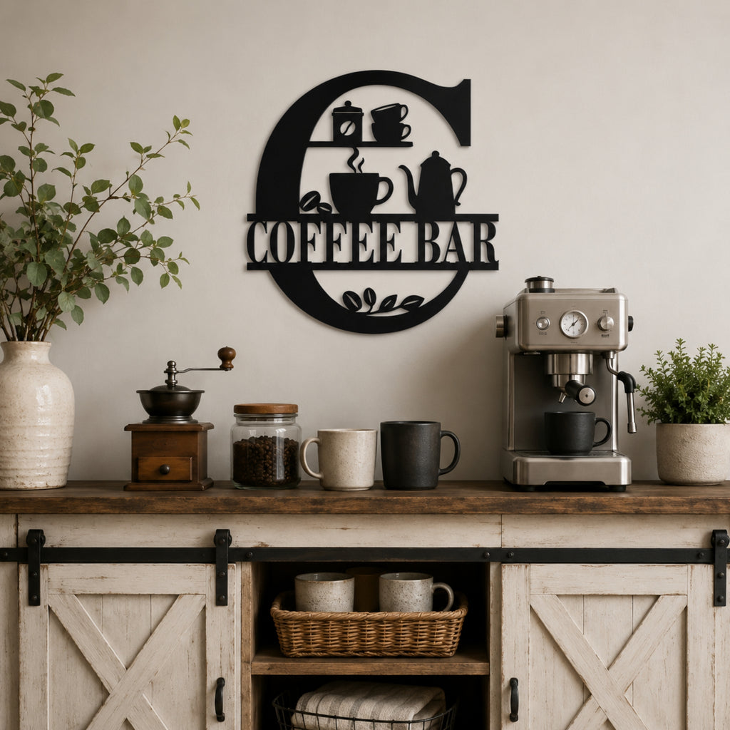 Coffee Bar Metal Wall Sign – Kitchen Coffee Station Decor