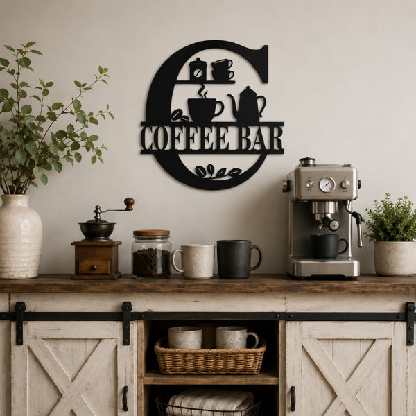 Coffee Bar Metal Wall Sign – Kitchen Coffee Station Decor