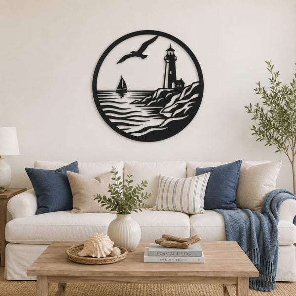 Lighthouse Metal Wall Art – Nautical Coastal Decor