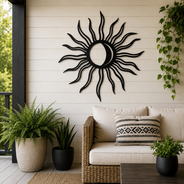 Sun & Moon Metal Wall Art – Celestial Boho Decor