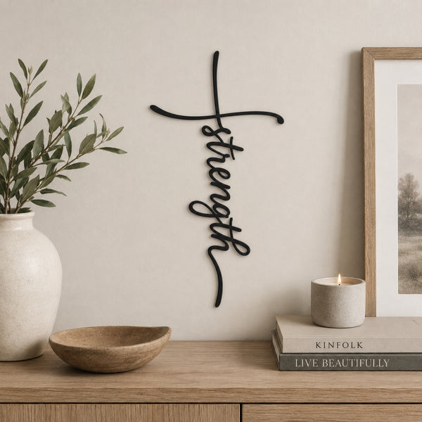 Strength Cross Metal Wall Art – Christian Faith Wall Decor