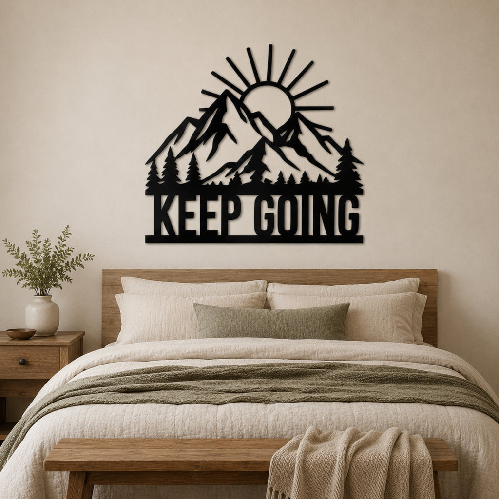 Keep Going Mountain Metal Wall Art – Inspirational Nature Decor