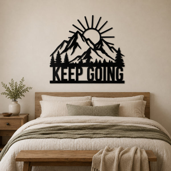 Keep Going Mountain Metal Wall Art – Inspirational Nature Decor