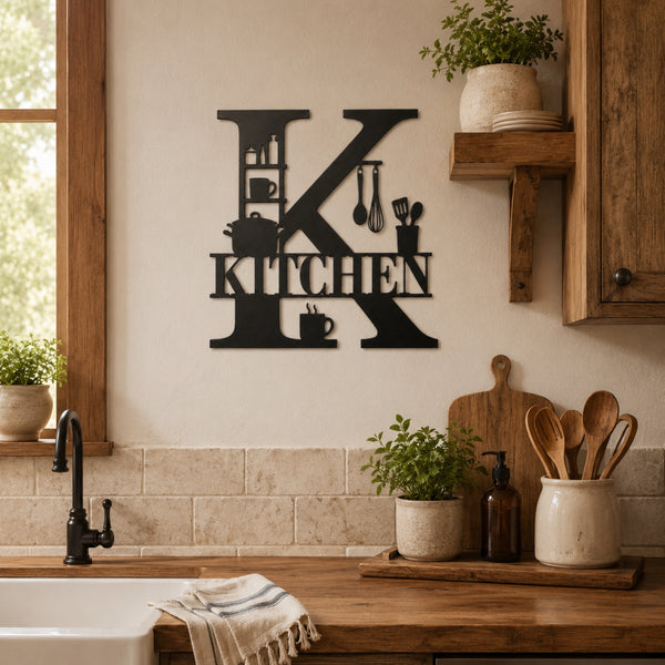 Kitchen Metal Wall Sign – Letter K Kitchen Wall Decor