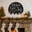 Peace Love Joy Christmas Metal Wall Art – Reindeer & Pine Tree Holiday Sign