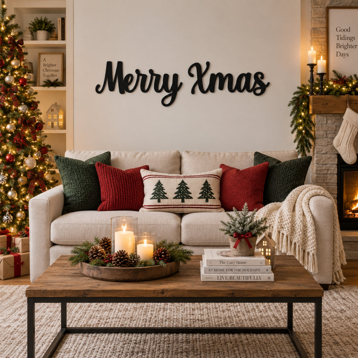 Merry Xmas Metal Wall Art – Christmas Script Metal Sign