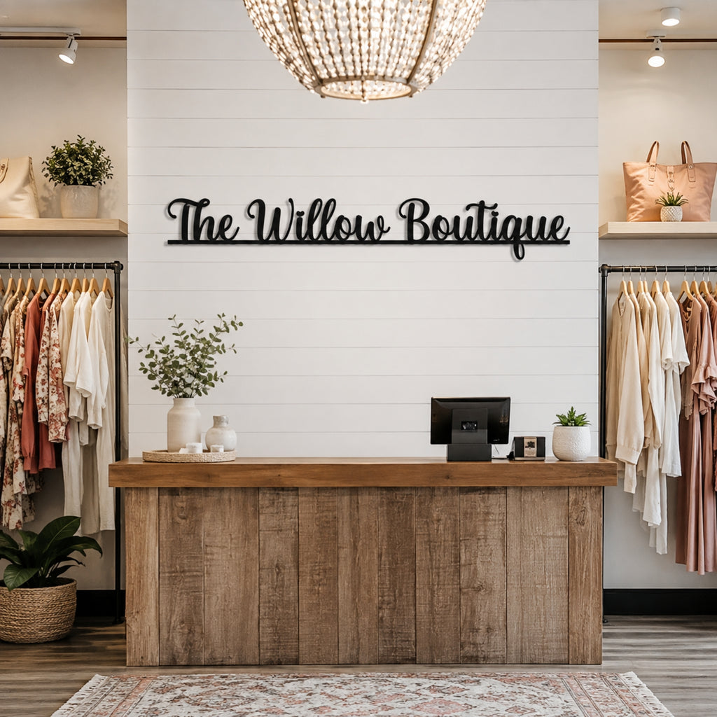 Custom Script Business Name Metal Sign – Personalized Business Wall Sign