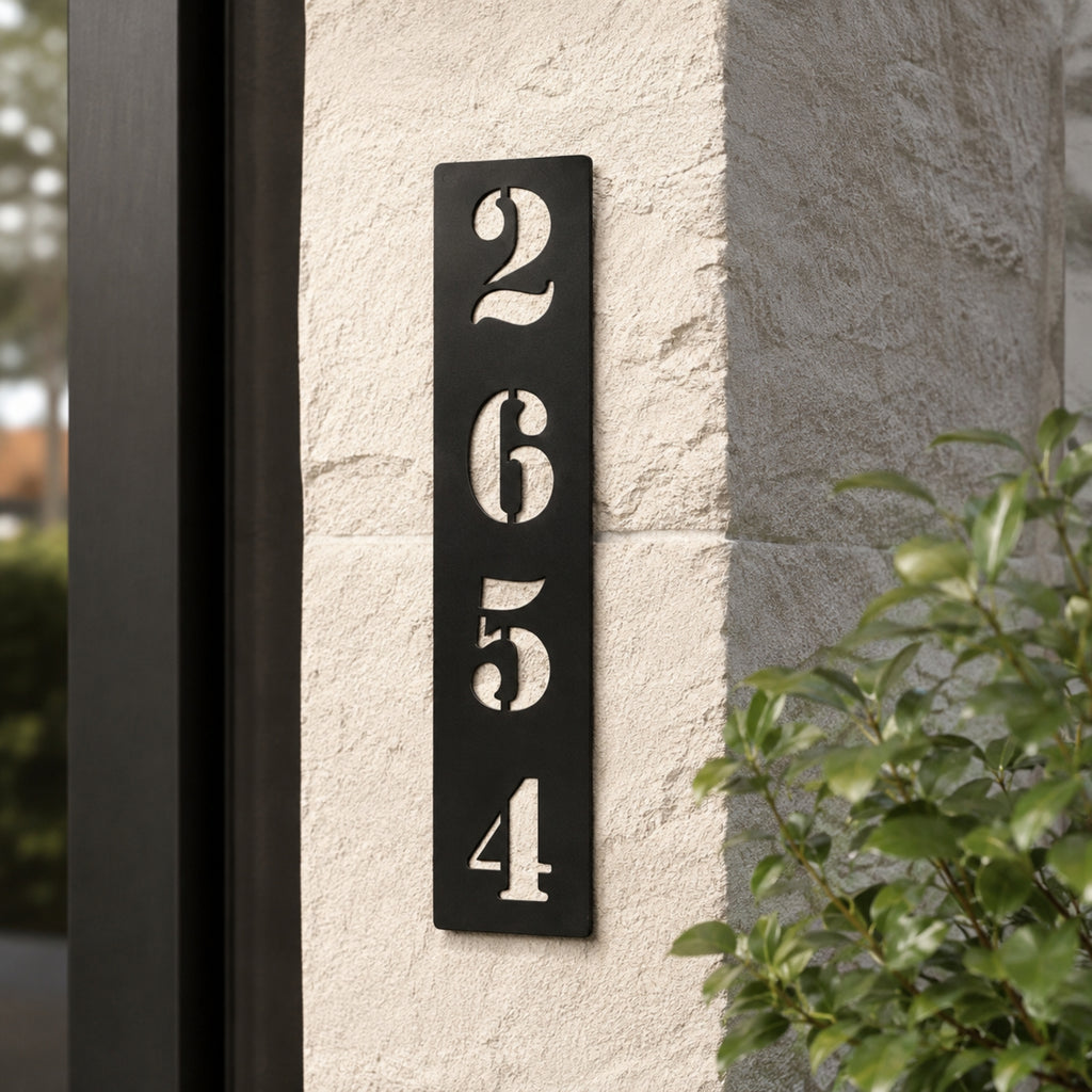 Vertical Metal House Number Sign