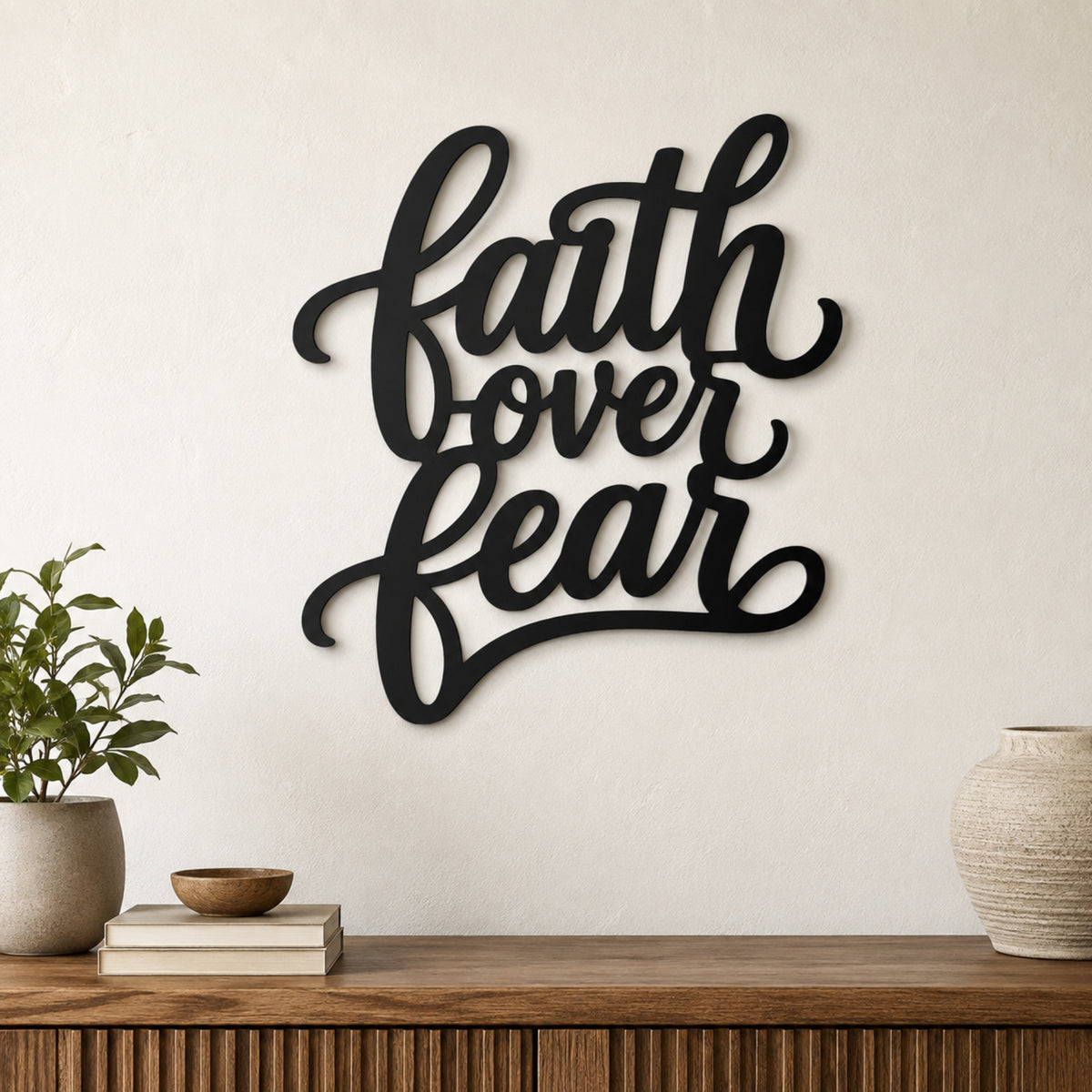 Faith Over Fear Metal Wall Art – Christian Inspirational Sign