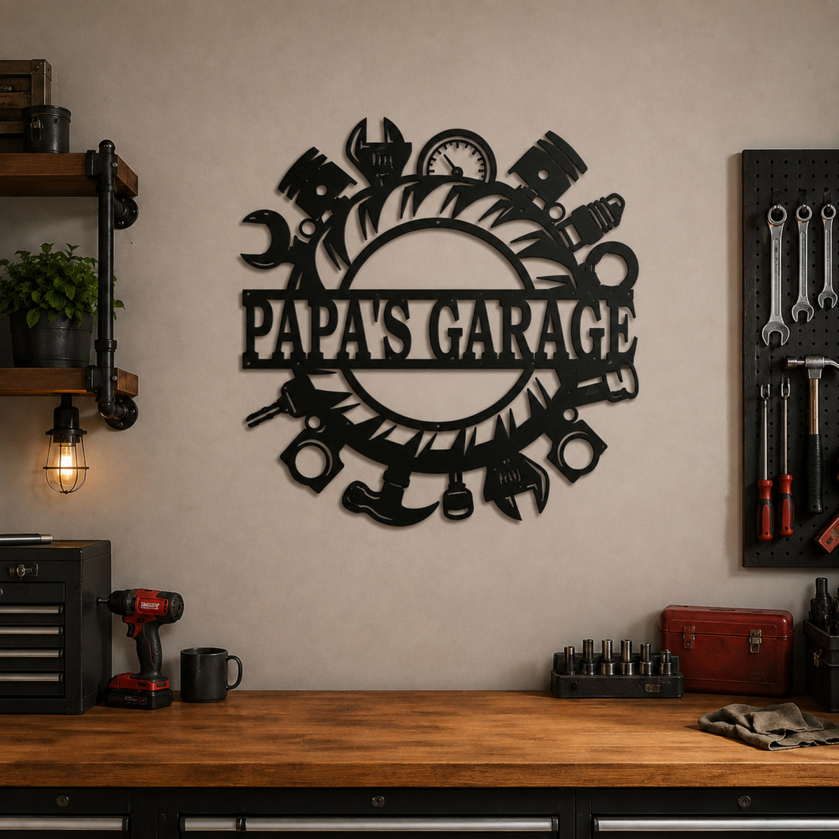 Personalized Garage & Workshop Metal Sign – Custom Name Decor