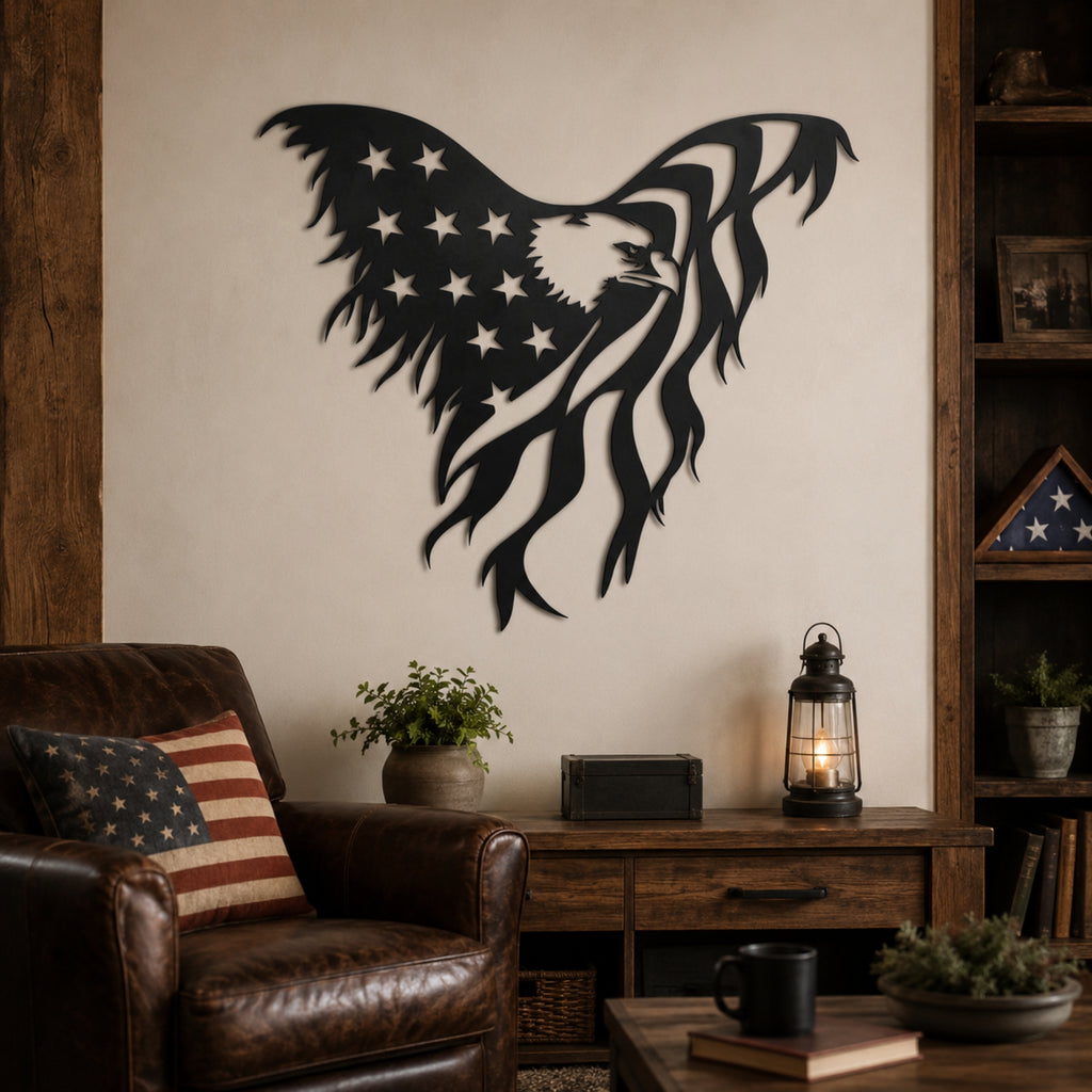 American Flag Eagle Decor - Patriotic Eagle Metal Wall Art