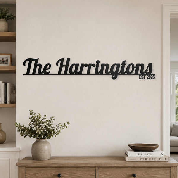 Personalized Family Name Metal Sign with Established Year