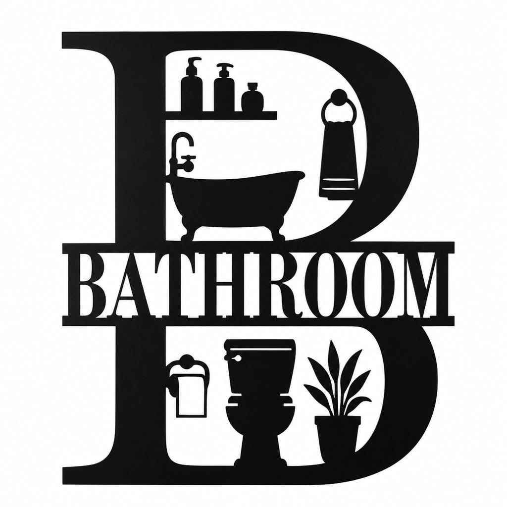 Bathroom Metal Wall Sign – Farmhouse Bathroom Wall Decor