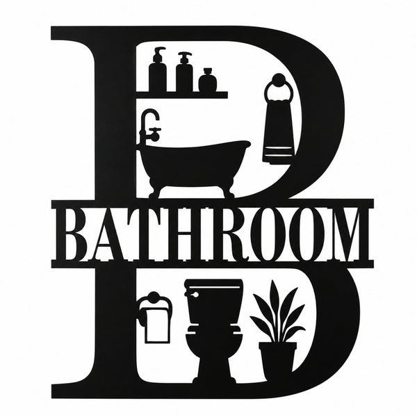 Bathroom Metal Wall Sign – Farmhouse Bathroom Wall Decor