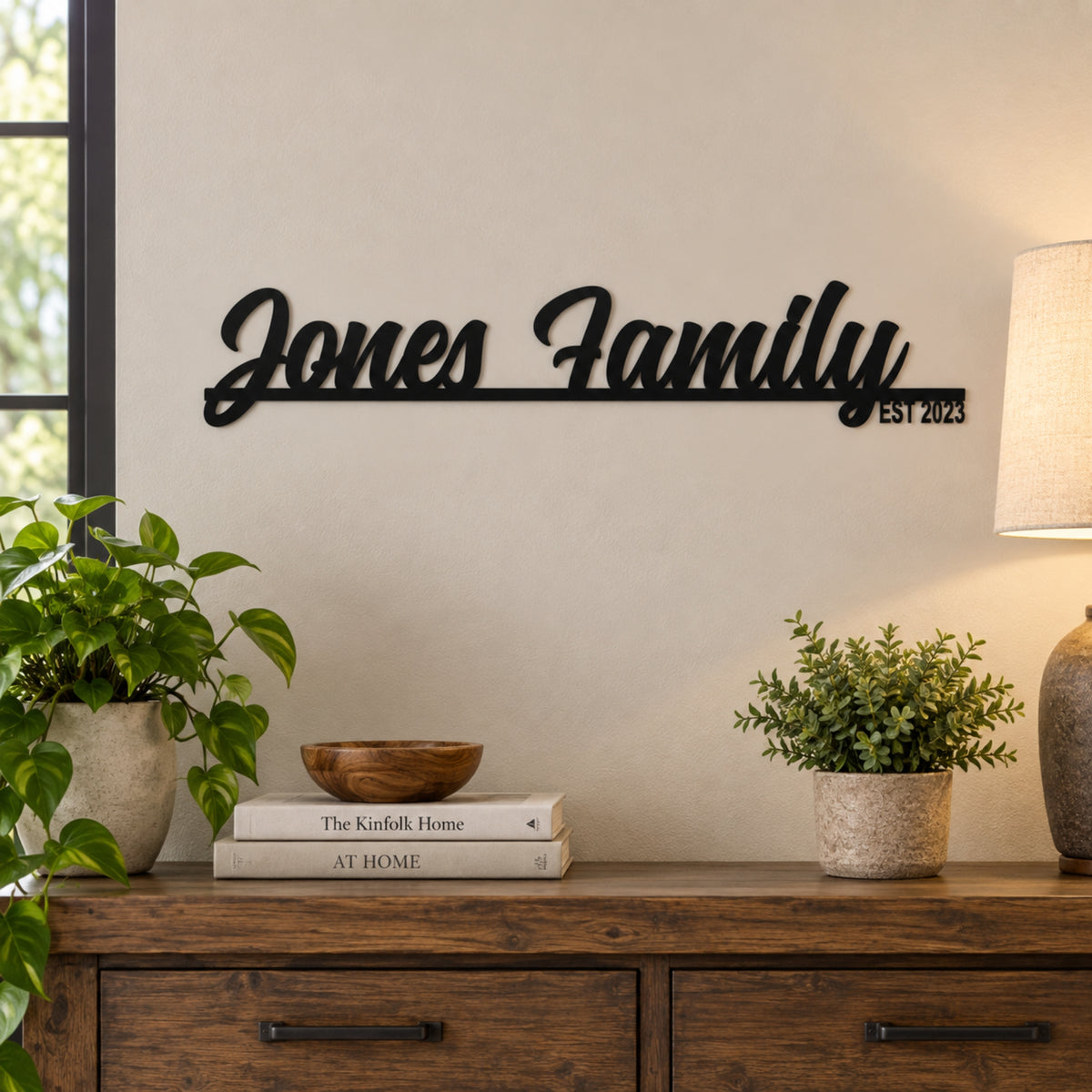 Personalized Family Name Metal Sign with Established Year – Script Surname Wall Art
