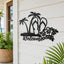 Tropical Welcome Metal Wall Art – Palm Tree & Flip Flop Decor