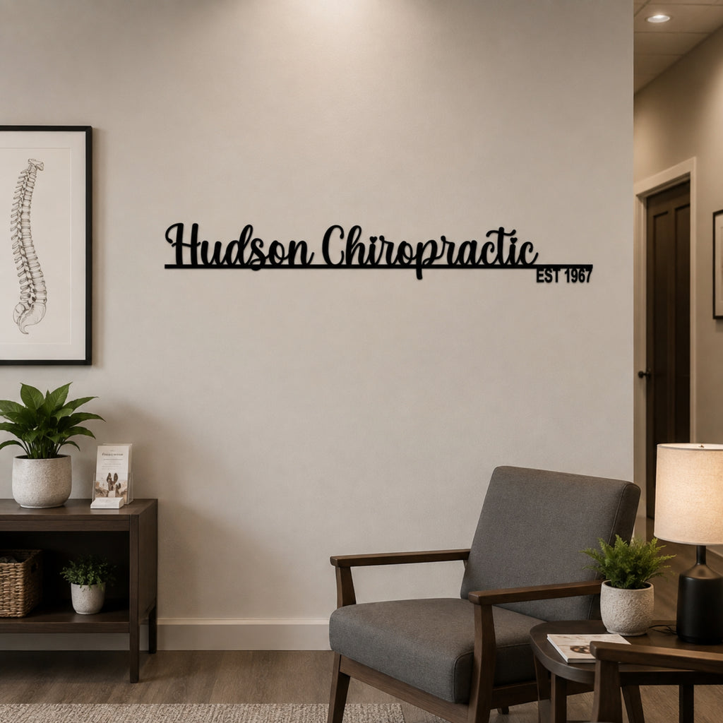 Custom Script Business Name Metal Sign with Established Year