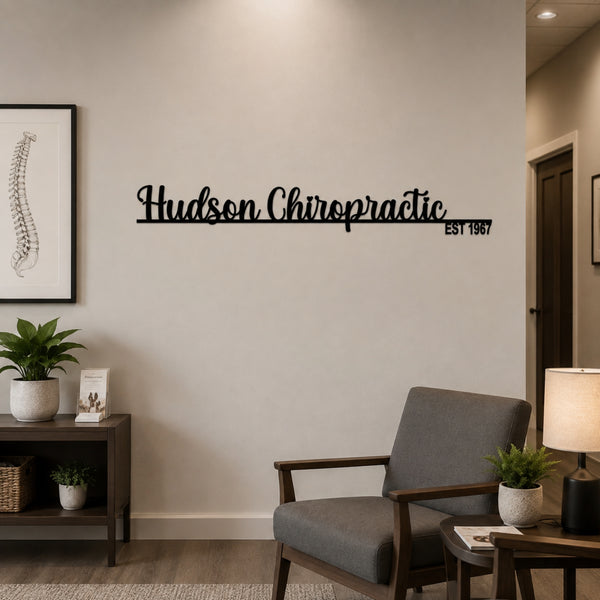 Custom Script Business Name Metal Sign with Established Year