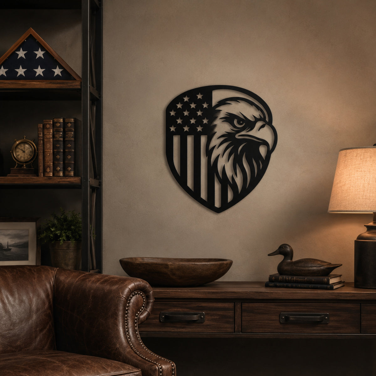 American Eagle Flag Metal Wall Art – Patriotic USA Decor