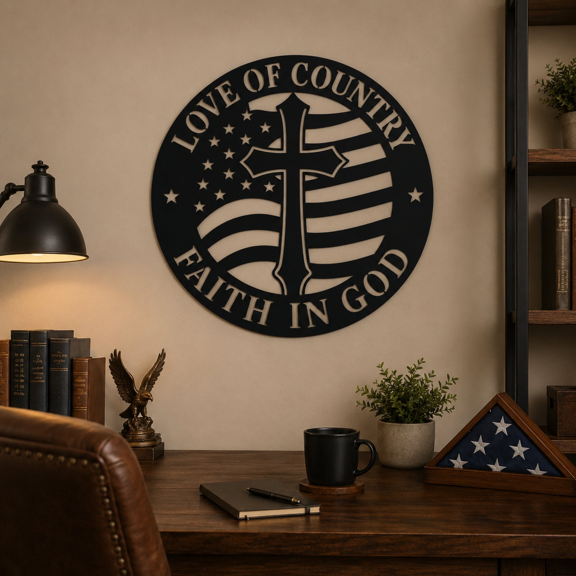 Love of Country Faith in God Metal Wall Art – Christian Patriotic Decor Secondary image