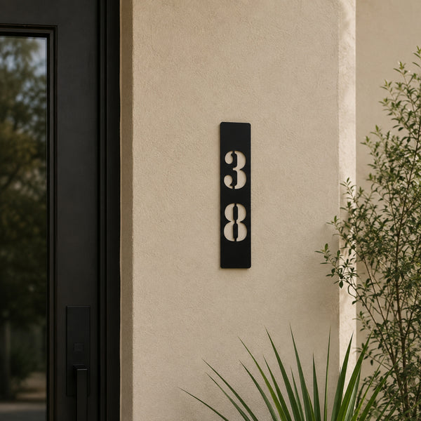 Vertical Metal House Number Sign