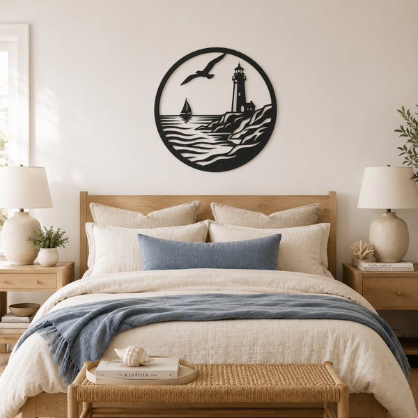 Lighthouse Metal Wall Art – Nautical Coastal Decor