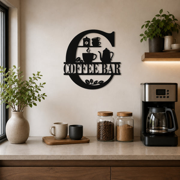 Coffee Bar Metal Wall Sign – Kitchen Coffee Station Decor