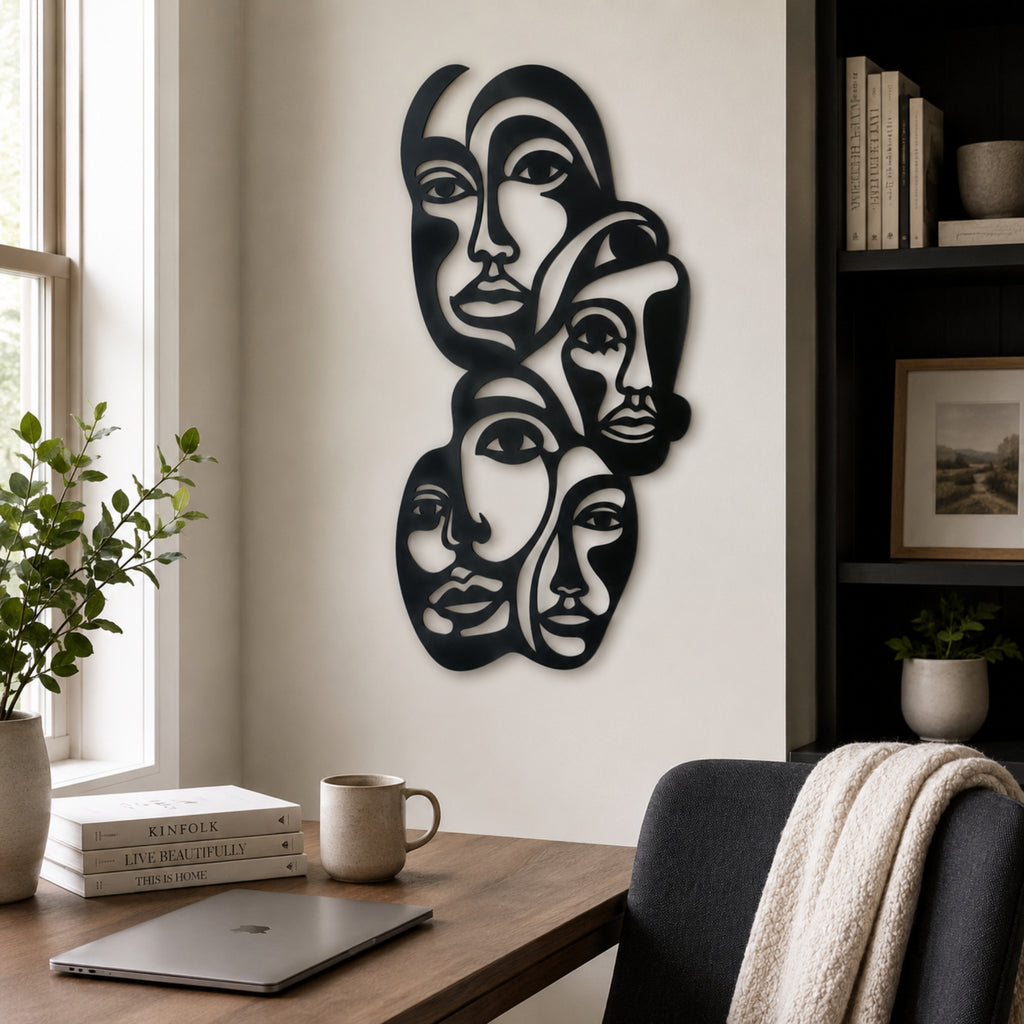 Abstract Faces Metal Wall Art