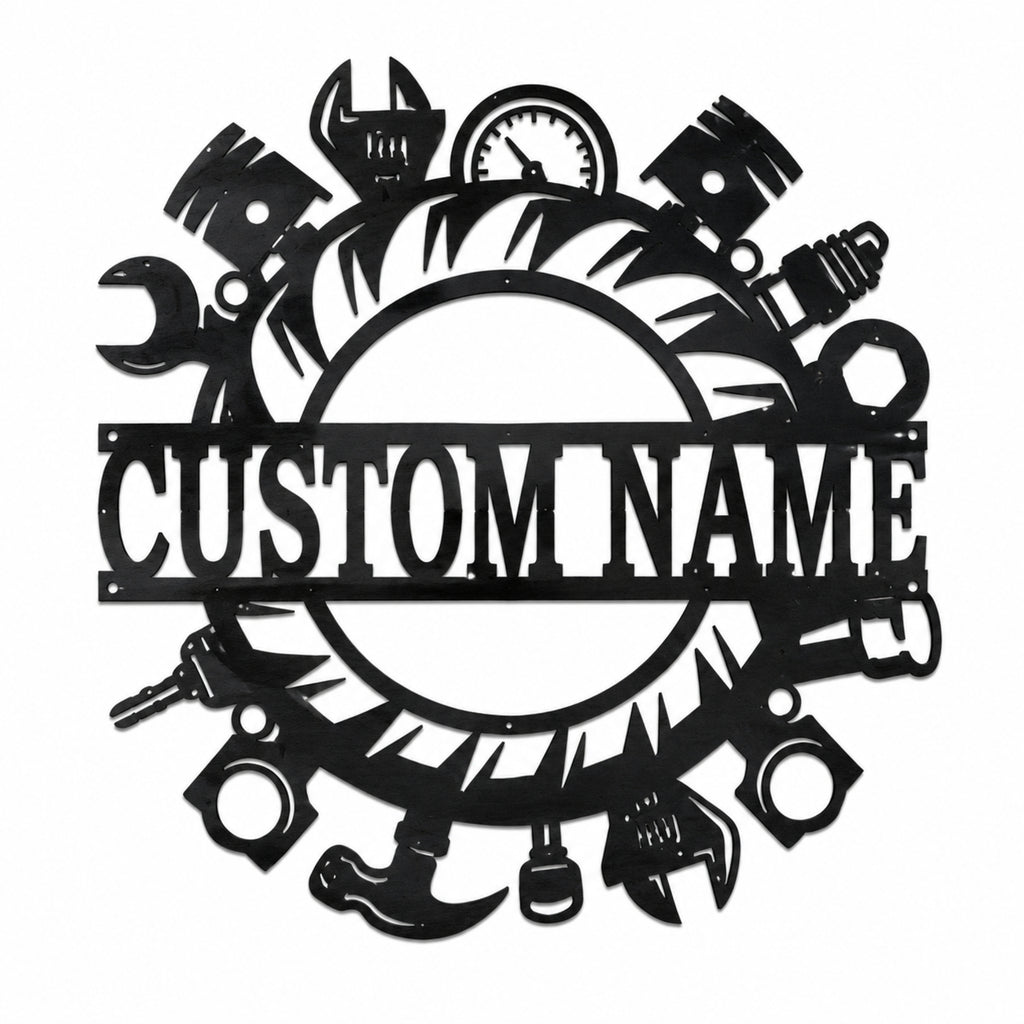 Personalized Garage & Workshop Metal Sign – Custom Name Decor