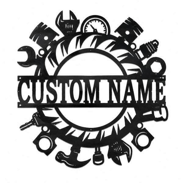 Personalized Garage & Workshop Metal Sign – Custom Name Decor