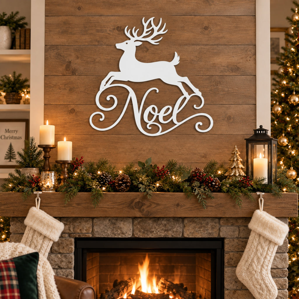 Noel Reindeer Metal Wall Art – Christmas Metal Sign