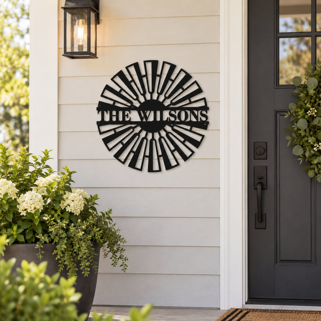 Personalized Family Name Metal Sign – Windmill Design