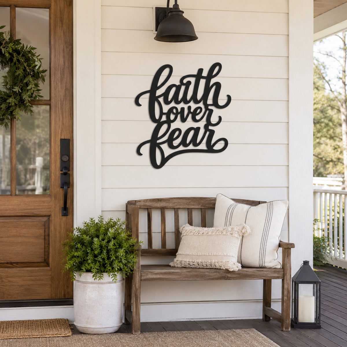 Faith Over Fear Metal Wall Art – Christian Inspirational Sign