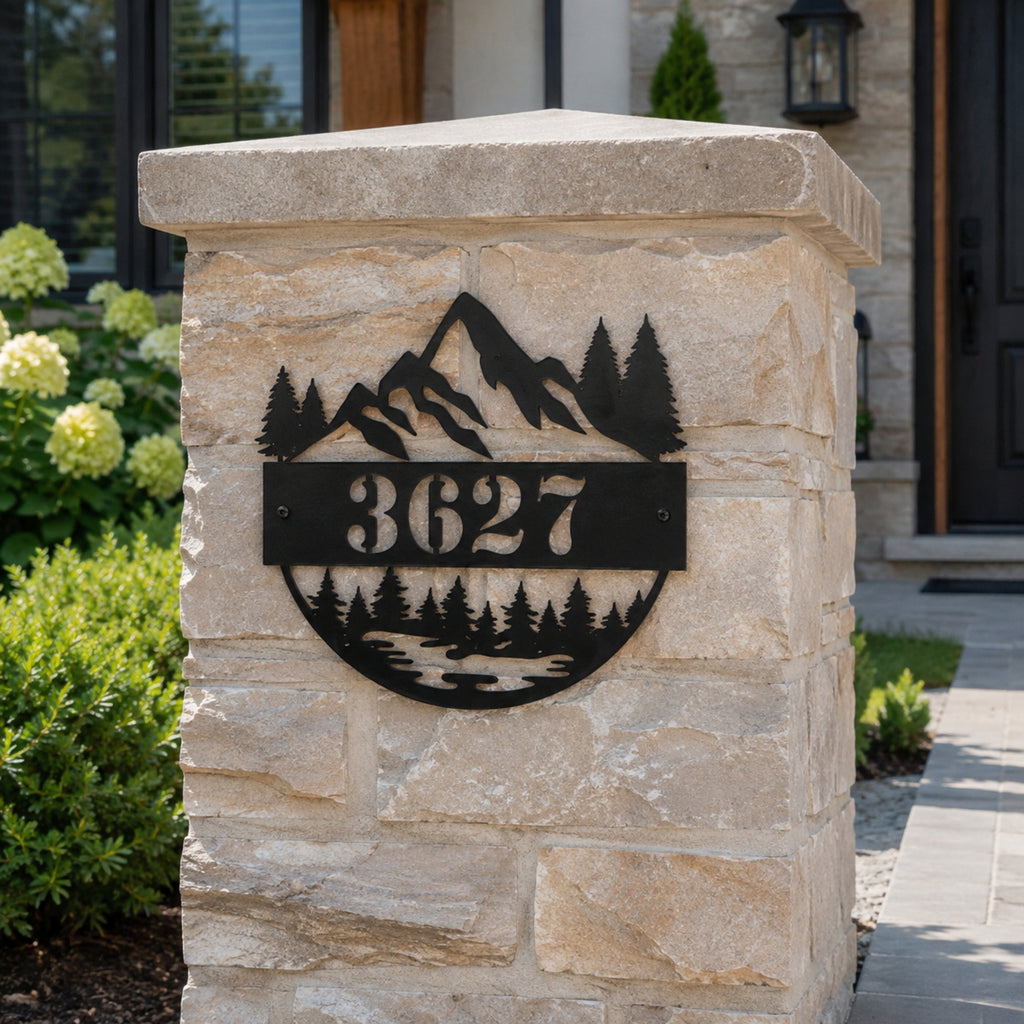 Personalized Mountain House Number Sign